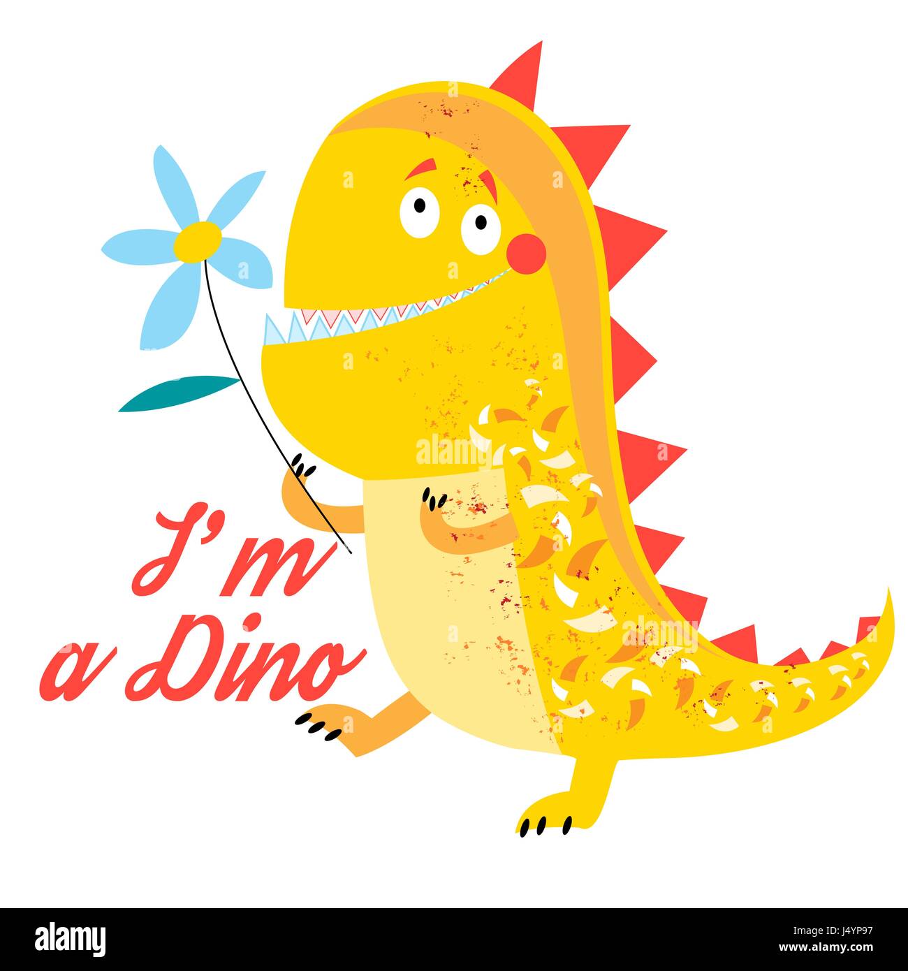 Vector of brightly amusing dinosaur on white background Stock Vector