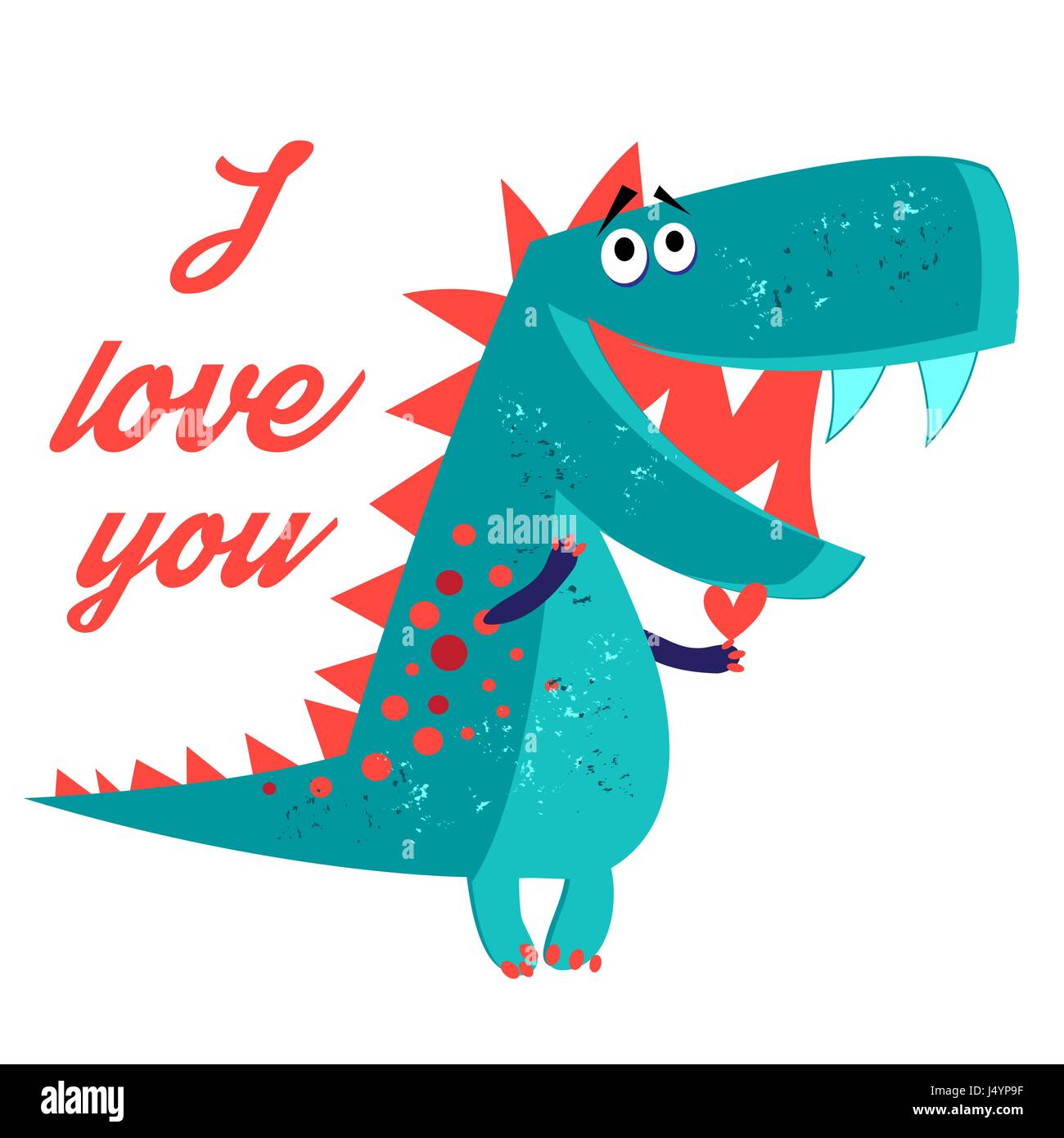 Vector brightly amorous dinosaur enamored on a white background Stock ...