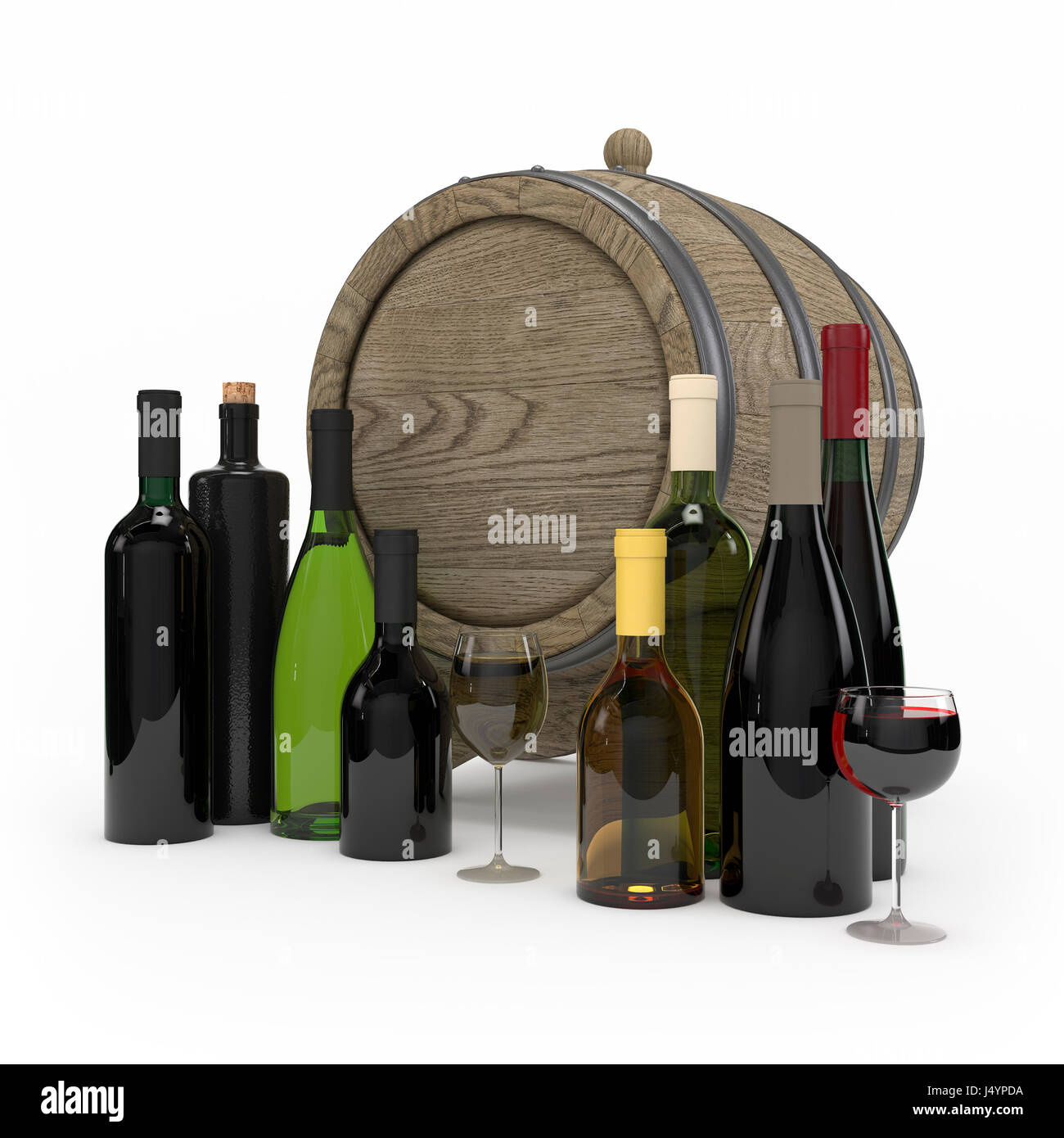 Collection of Wine bottles isolated 3d rendering on white background ...