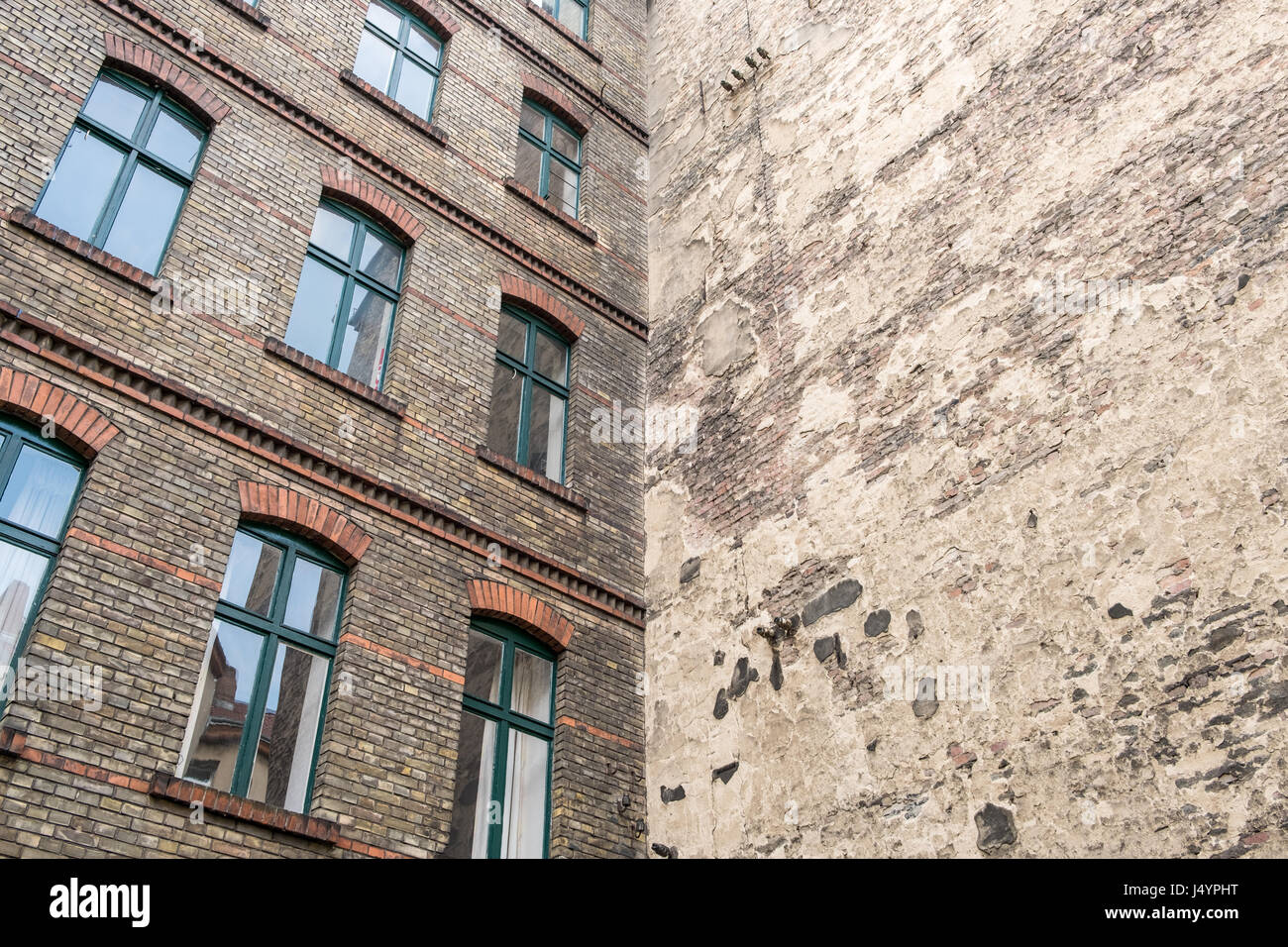 backyard and facade of old building in Berlin Stock Photo