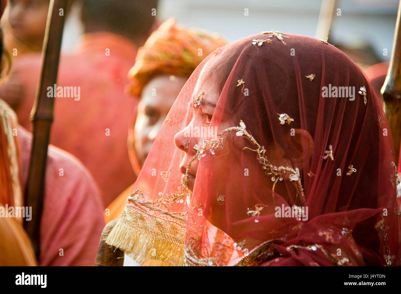 Lathmar holi festival mathura uttar pradesh, india, asia Stock Photo