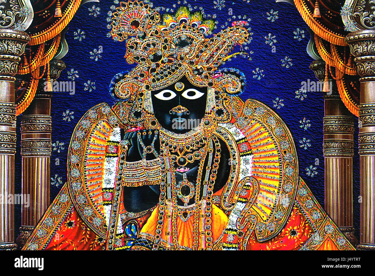 Krishna painting, banke bihari temple, mathura, uttar pradesh ...