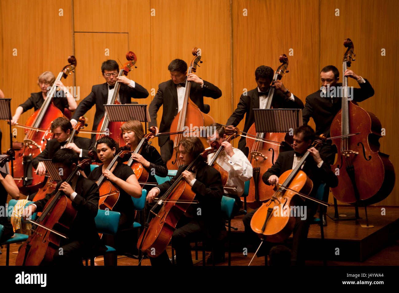 Orchestra playing at national centre for the performing arts, mumbai maharashtra, india, asia Stock Photo