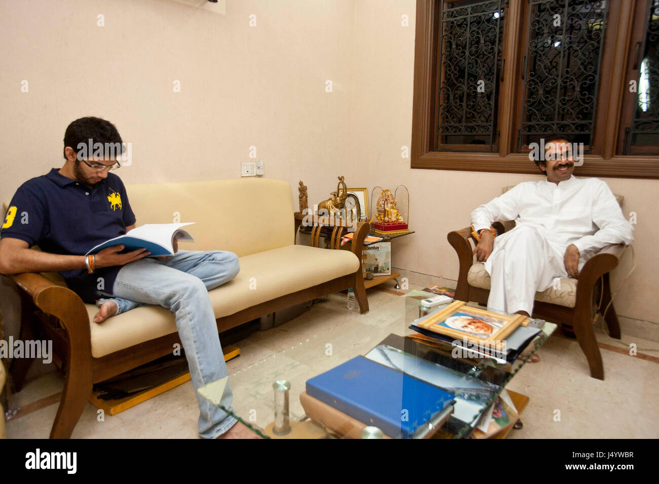 Indian politician uddhav thackeray and aditya thackeray, maharashtra, india, asia Stock Photo