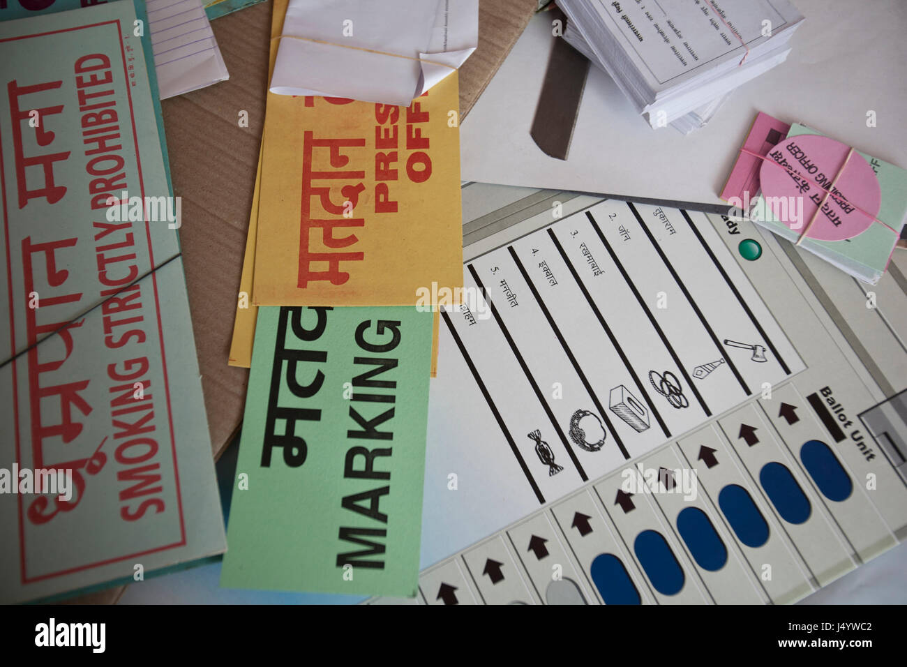 Preparation at election polling booth, mumbai, maharashtra, india, asia Stock Photo