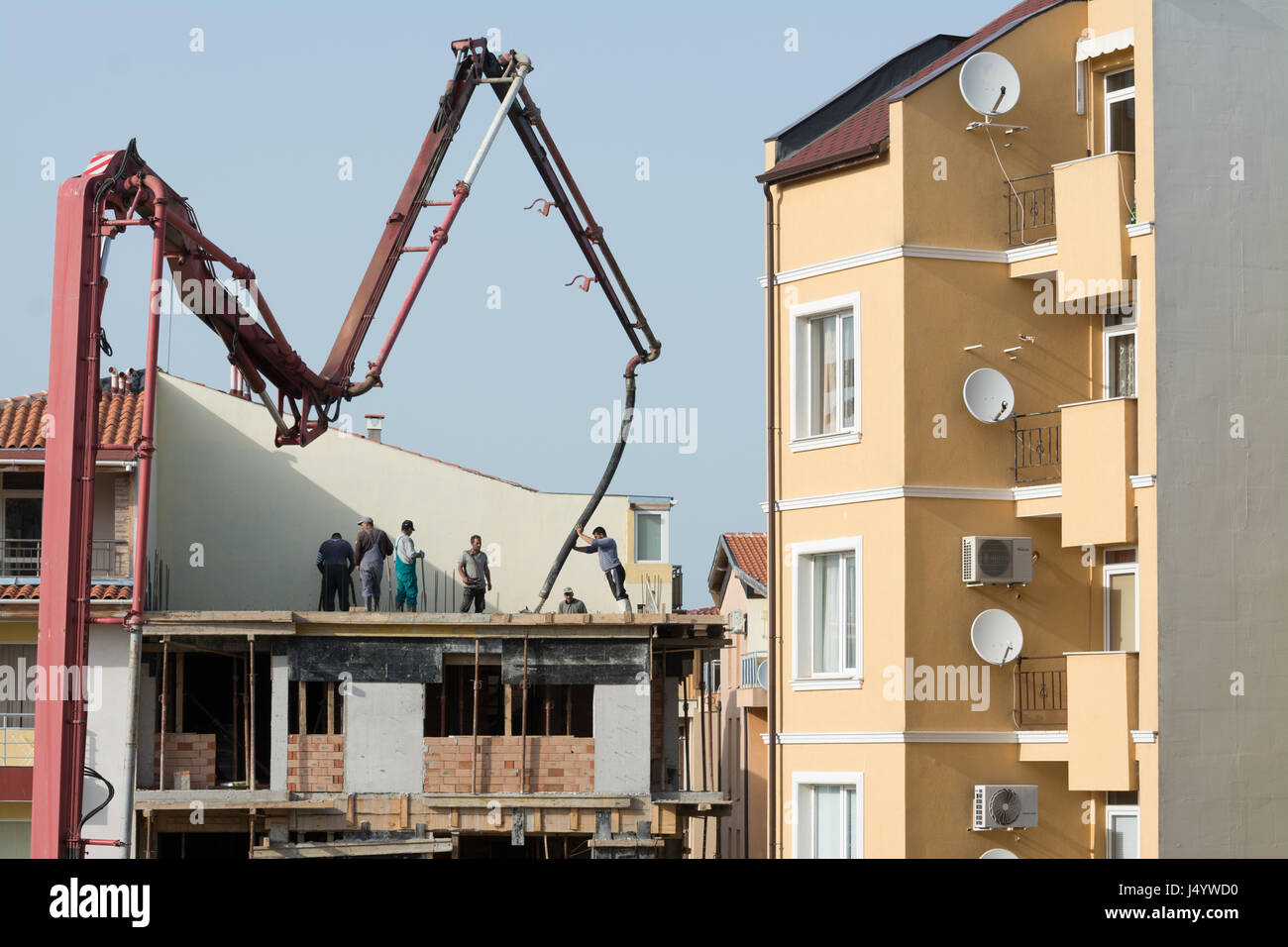 Construction workers are building the new house Stock Photo
