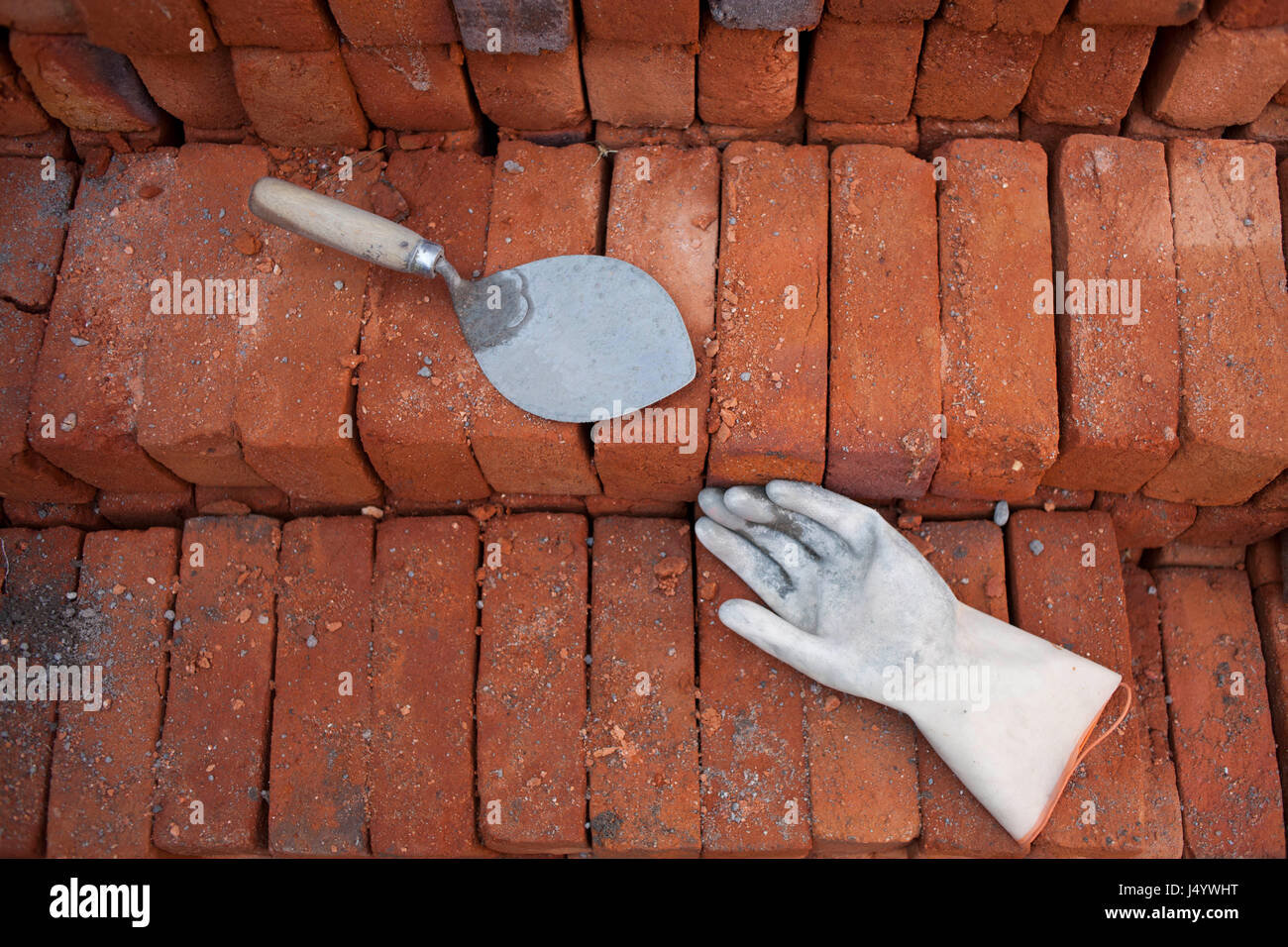 Bricks gloves, india, asia Stock Photo