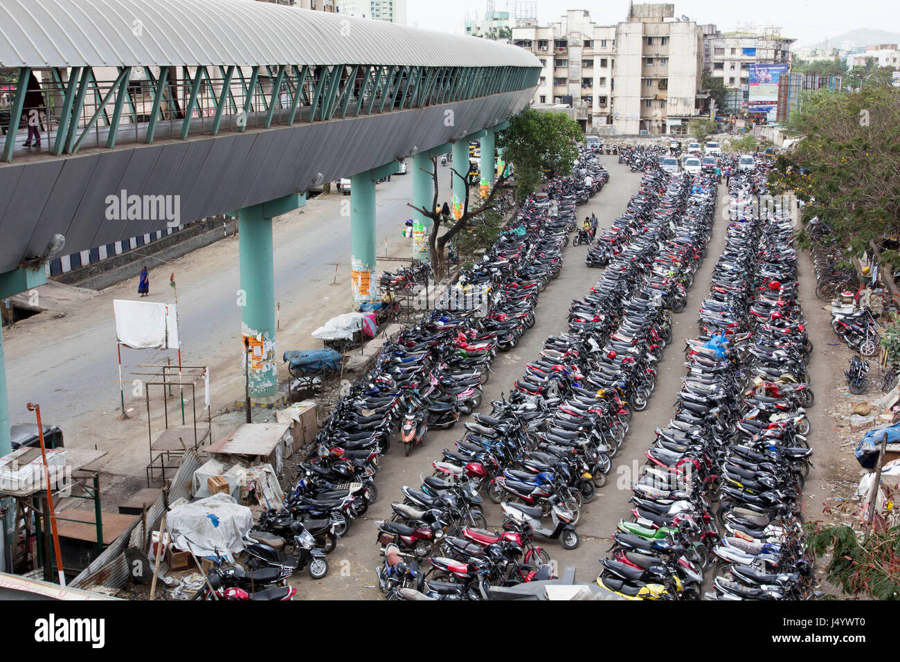 Motor bikes parked, mira road railway station, thane, maharashtra