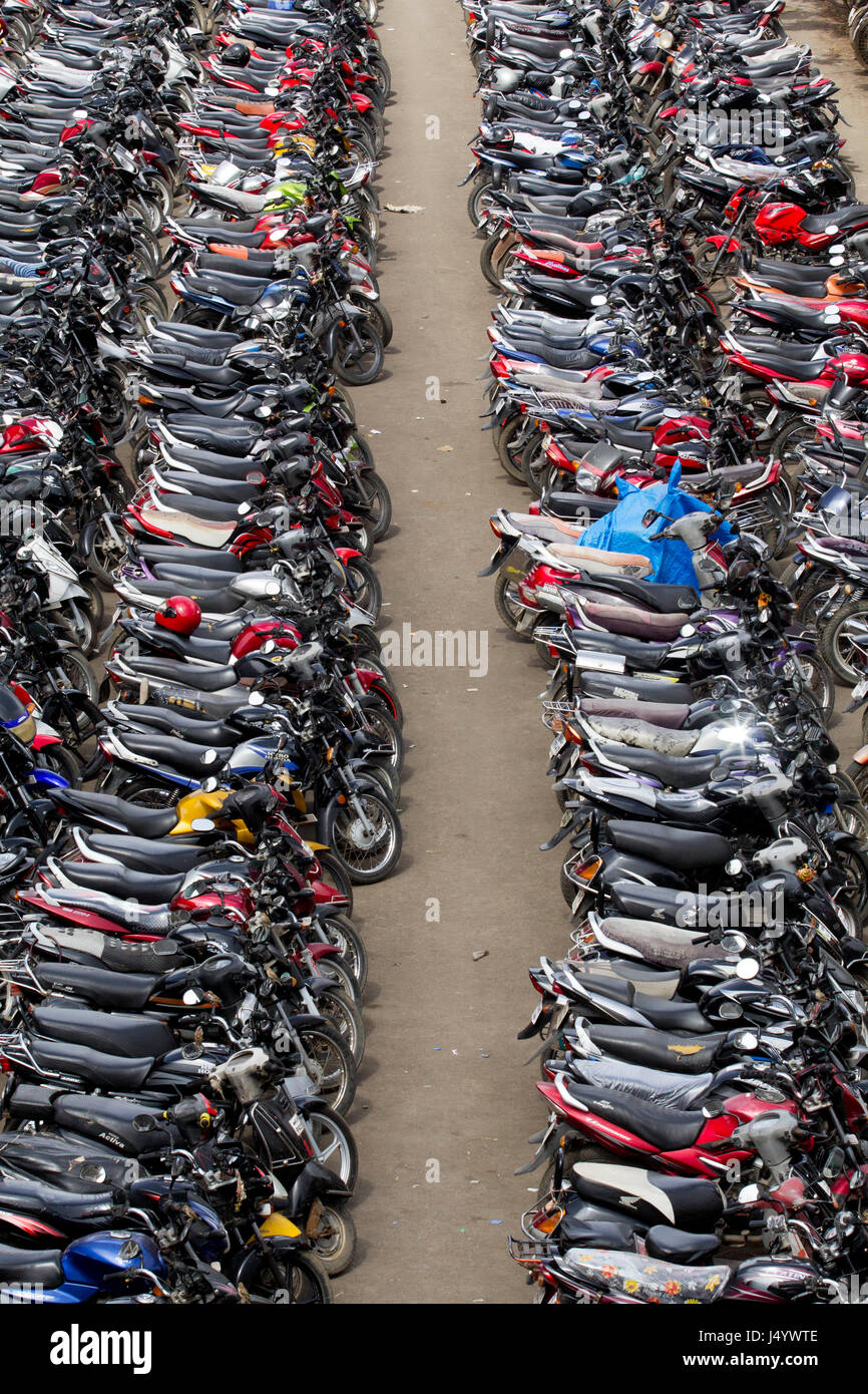 Motor bikes parked, mira road railway station, thane, maharashtra, india, asia Stock Photo