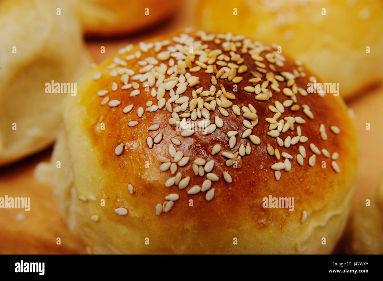 bun with sesame seeds Stock Photo Alamy