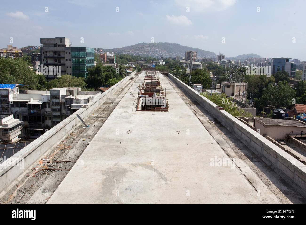 Ghatkopar Metro Station bridge under construction, Bombay, Mumbai, Maharashtra, India, Asia Stock Photo