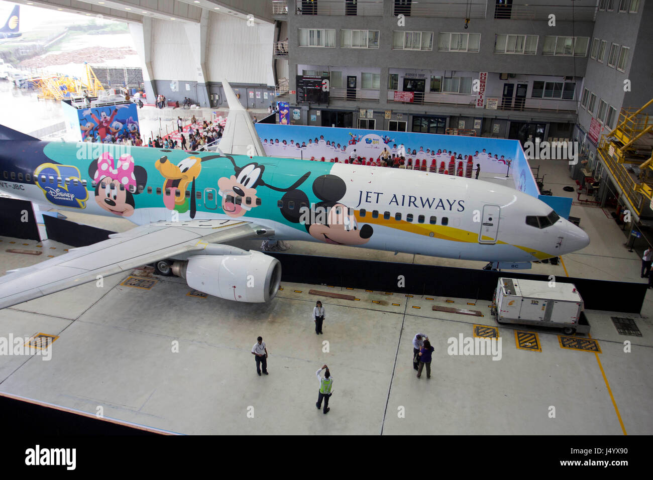 Disney branded jet airways aeroplane, mumbai, maharashtra, india, asia Stock Photo