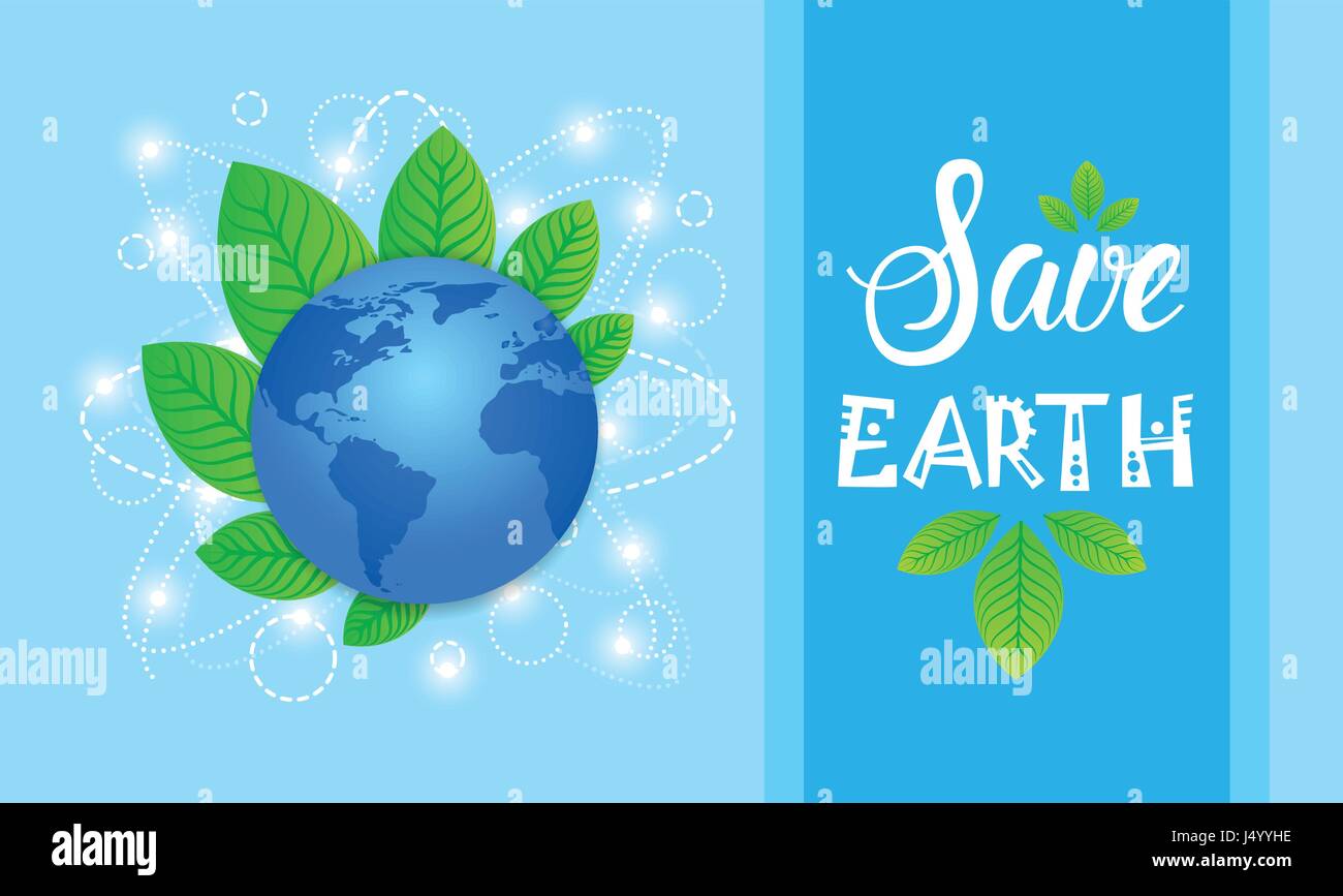 Save Earth World Environment Day Ecology Protection Holiday Greeting Card Stock Vector