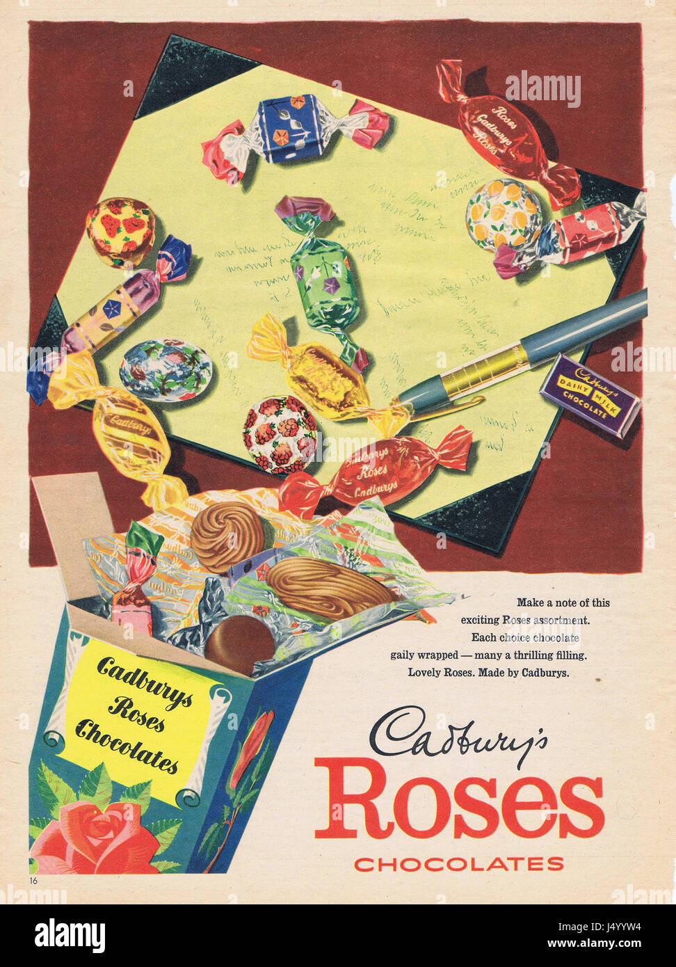 Cadbury's Roses Chocolate Vintage Advert Stock Photo
