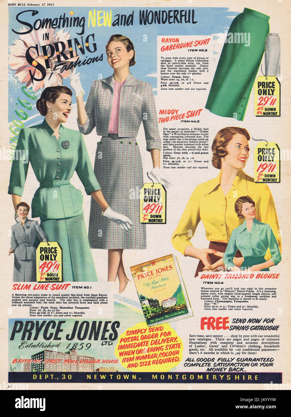 Pryce Jones Mail Order Advertisement c1950s Stock Photo Alamy