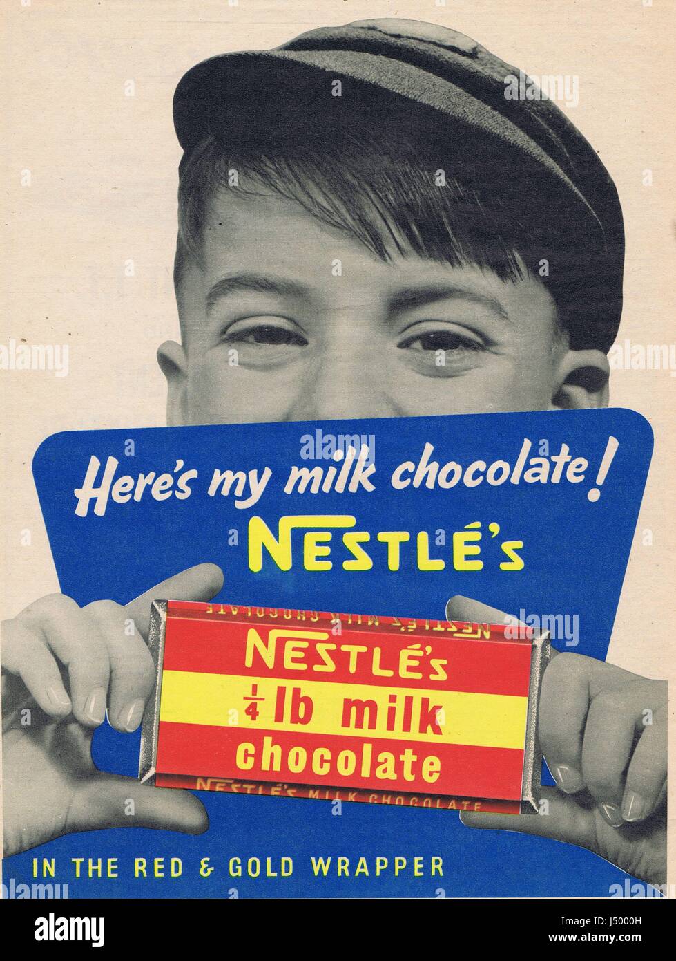 Nestle's Chocolate Bar Historical Advertising Stock Photo