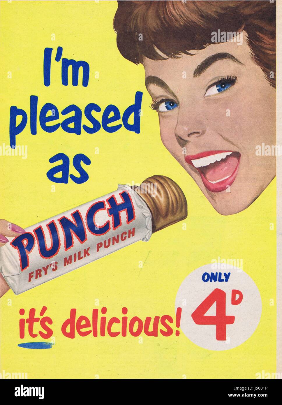 Punch Chocolate Bar Historical Advertising UK c1950's Stock Photo