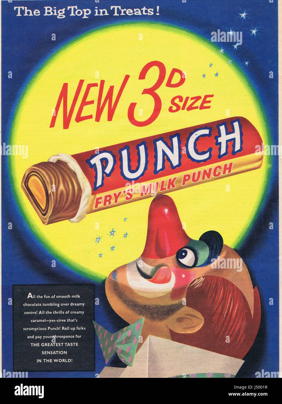 Punch Chocolate Bar Historical Advertising UK c1950's Stock Photo