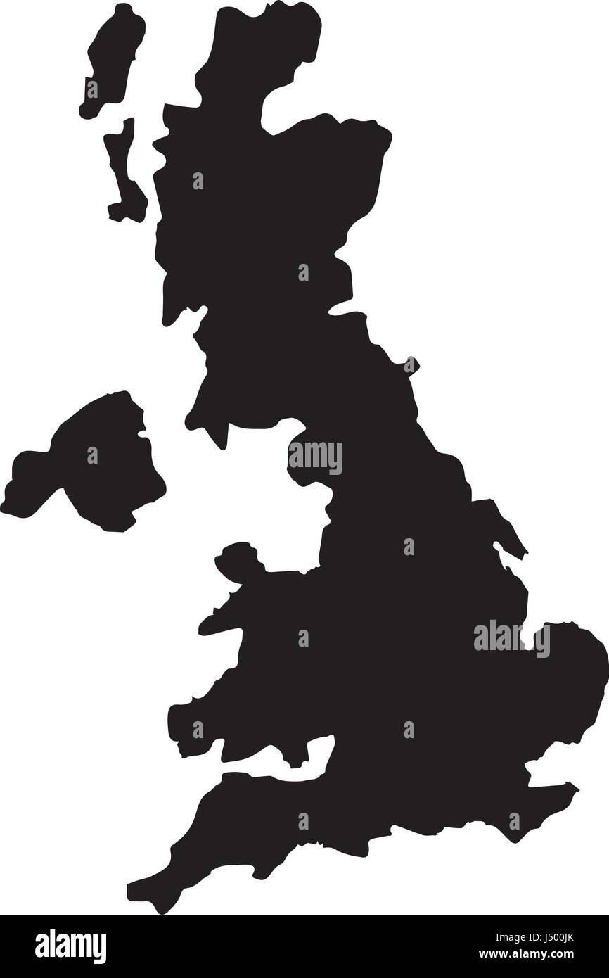 flat design great britain map silhouette icon vector illustration Stock Vector