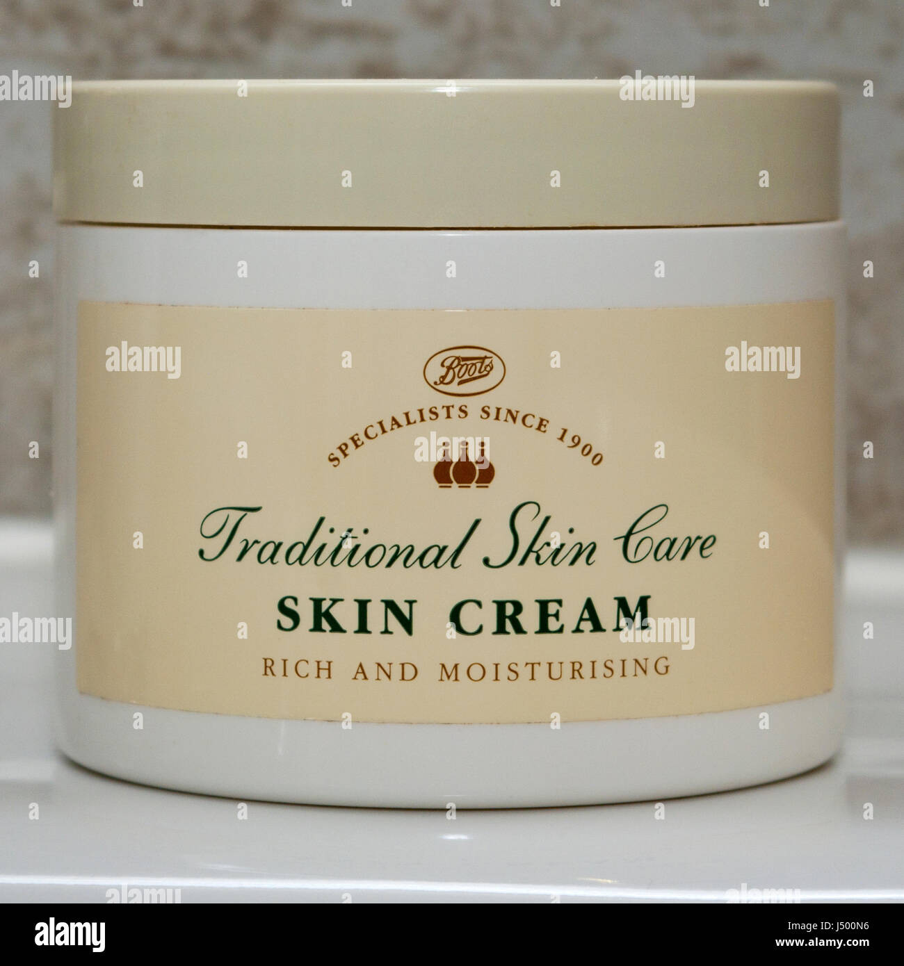 Tub Of Boots Traditional Skin Care Boots Own Brand Rich and Moisturing Skin Cream Stock Photo