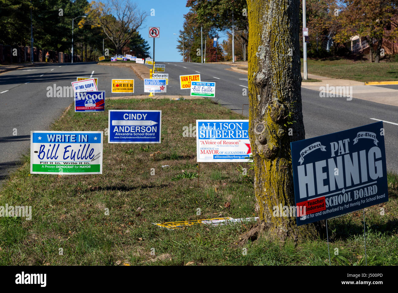 American Local Election Campaign Signs, Alexandria, Virginia, USA. Stock Photo