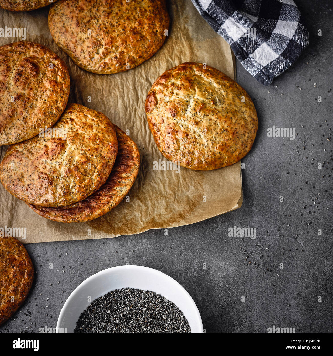 Low carb burger buns Stock Photo