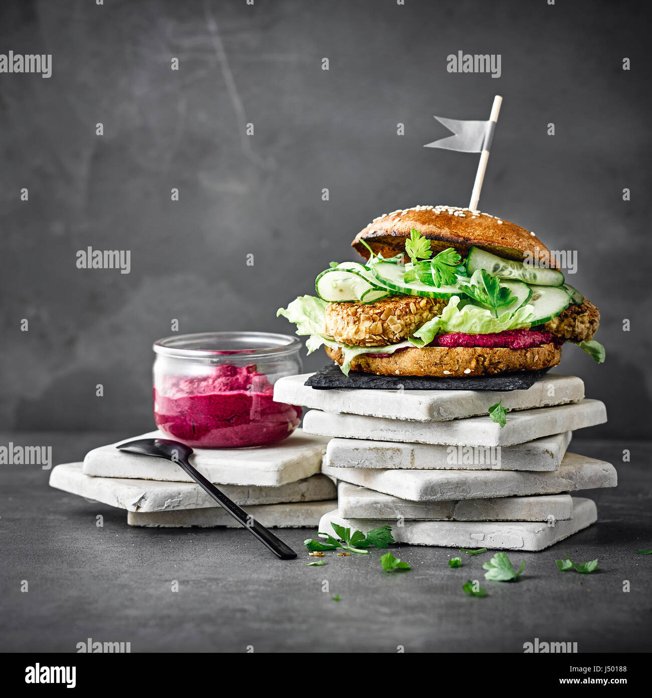 Tofu Burger Stock Photo