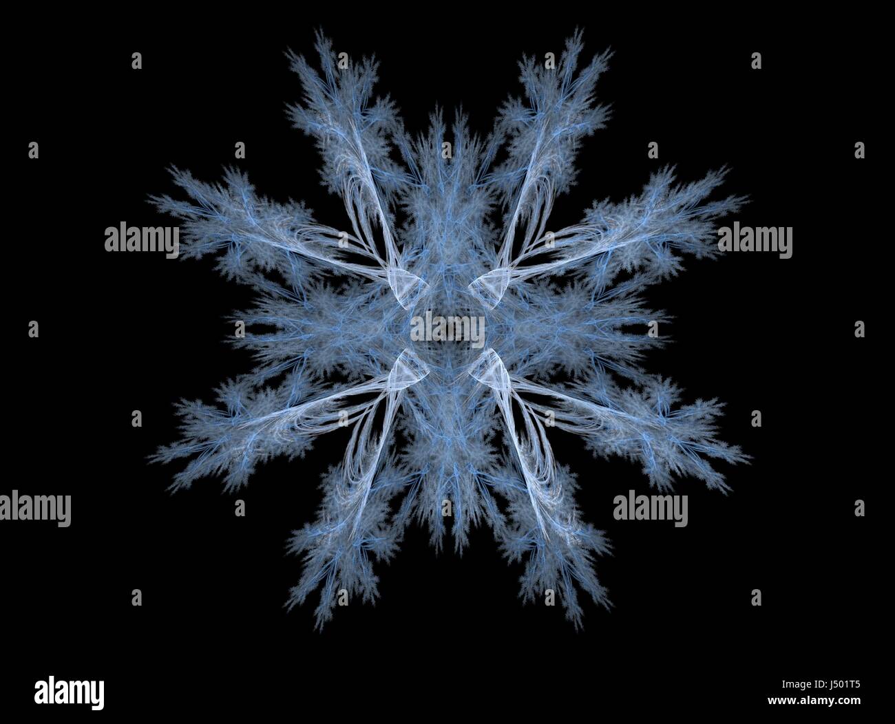 3D rendering with blue fractal snowflake Stock Photo - Alamy