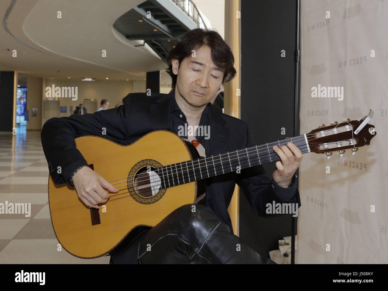 United Nations, New York, USA, May 12 2017 - PEACE IS a Concert by Shiro Otake honoring Argentina guitar player Atahualpa Yupanqui today at the UN Headquarters in New York. Photo: Luiz Rampelotto/EuropaNewswire | Verwendung weltweit/picture alliance Stock Photo