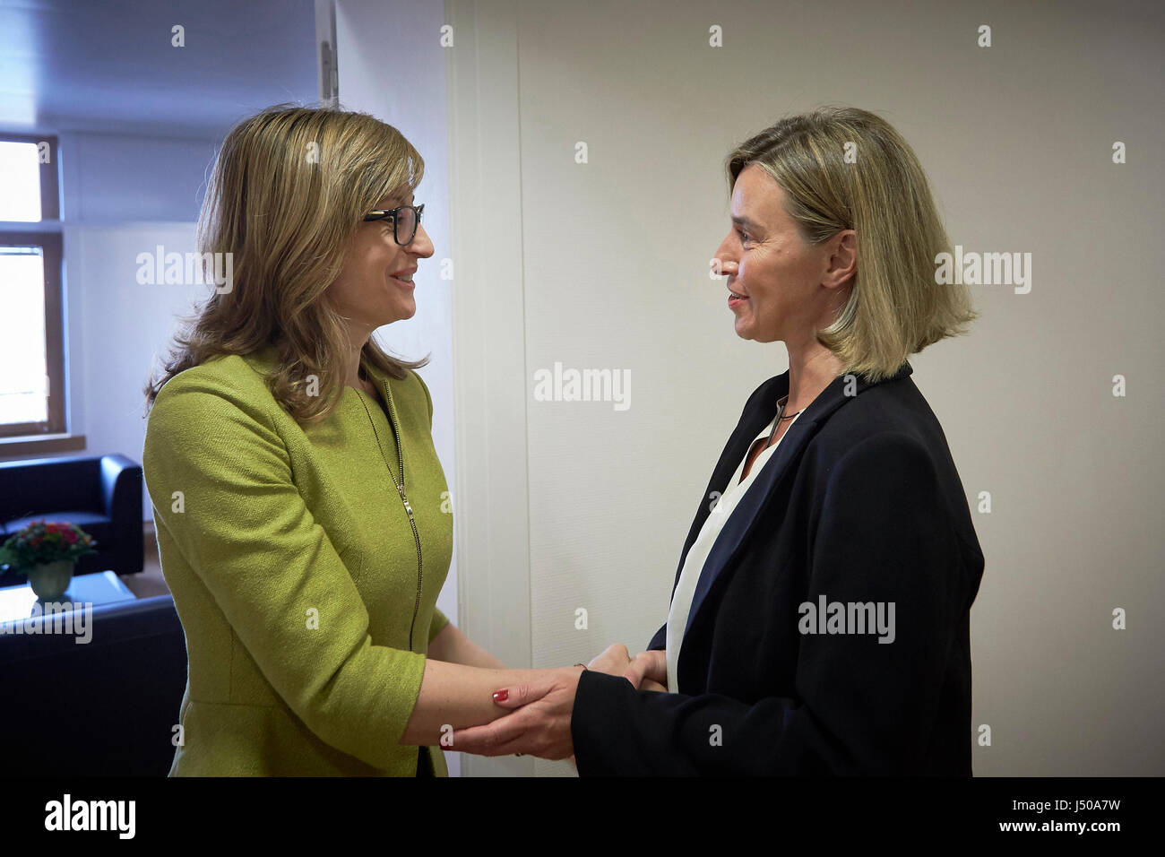 Federica Mogherini meet to Moussa Faki Mahamat Stock Photo