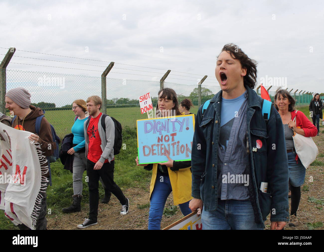 Bedford, UK. 13th May, 2017. Protest to shut down Yarl's Wood and all other immigration detention centres in the UK Credit: Aghil Maniavi/Alamy Live News Stock Photo