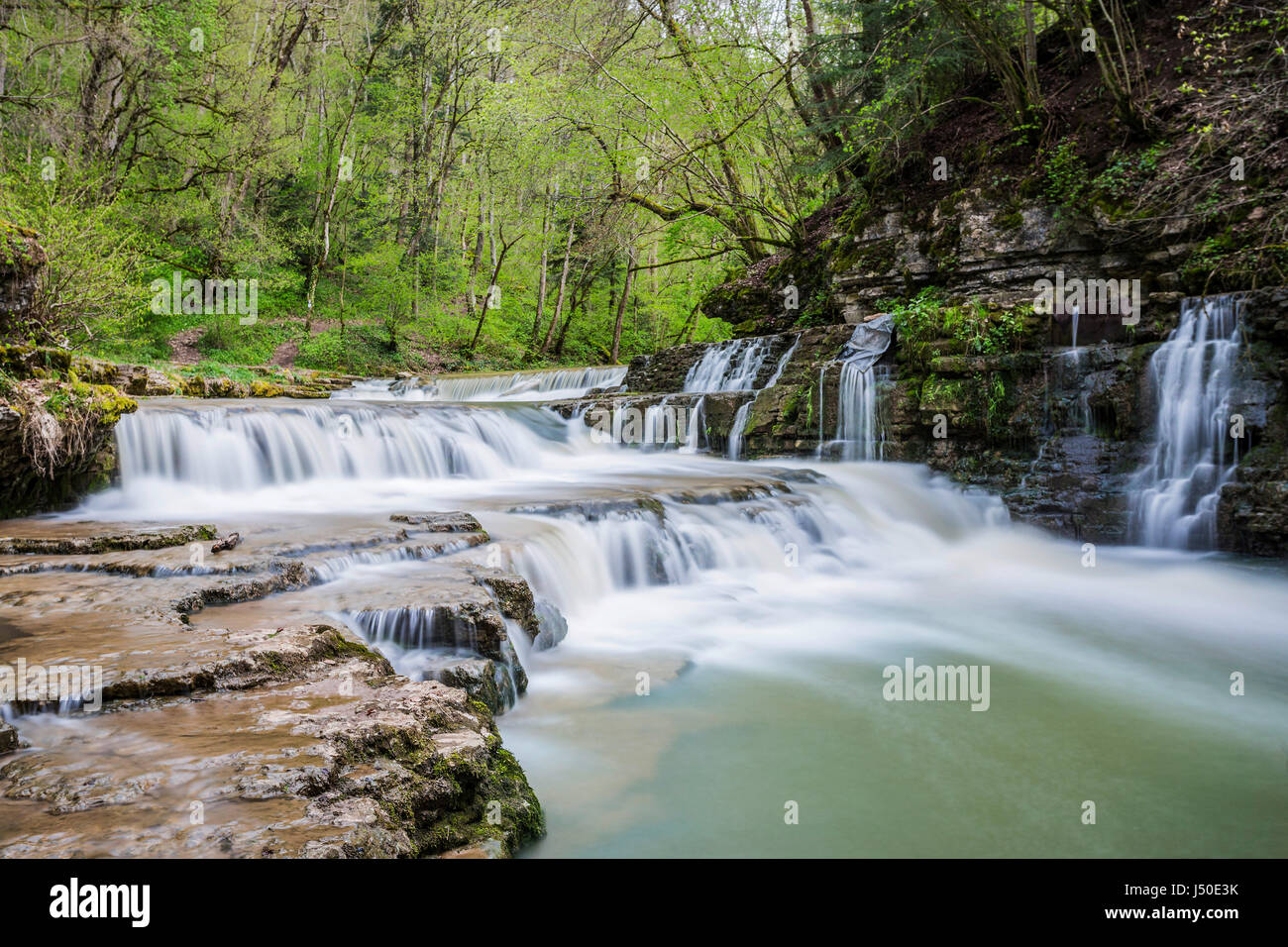 Epfendorf, Germany, DEU, 29th, April 2017:  Waterfall in the Black Forest near Epfendorf in Baden-Wuerttemberg. Stock Photo