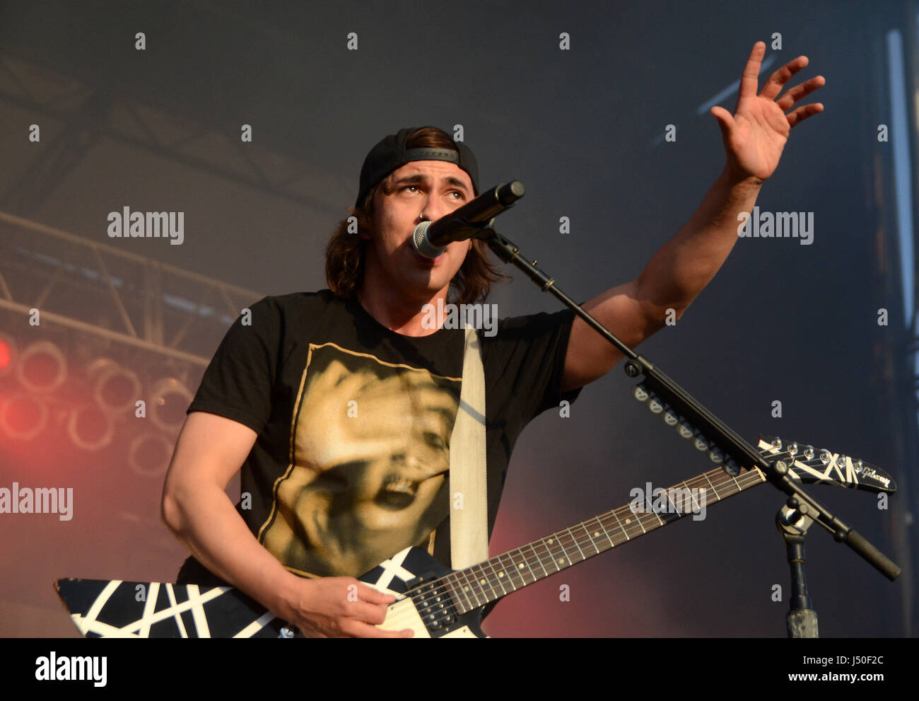 May 13, 2017: Lead singer Vic Fuentes of the band Pierce The Veil performs  during the Northern Invasion Music Festival in Somerset, Wisconsin. Ricky  Bassman/Cal Sport Media Stock Photo - Alamy