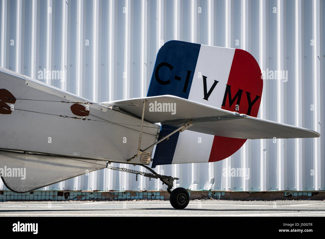 A replica Nieport XI biplane on display at the Shearwater Aviation Museum near Halifax, Nova Scotia, Canada. Stock Photo