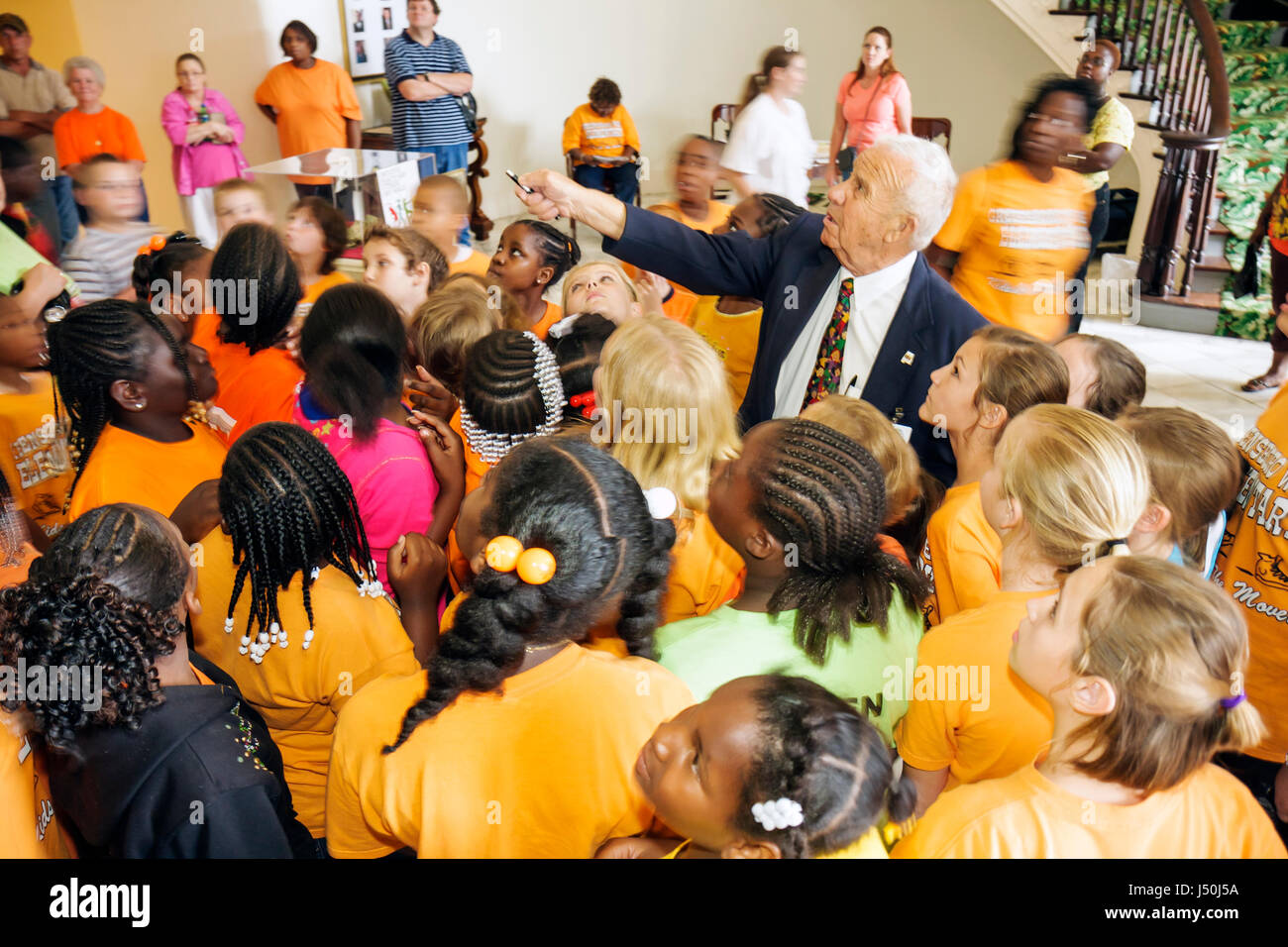 Montgomery Alabama,State Capitol building,Black Blacks African Africans ethnic minority,girl girls,youngster youngsters youth youths female kid kids c Stock Photo