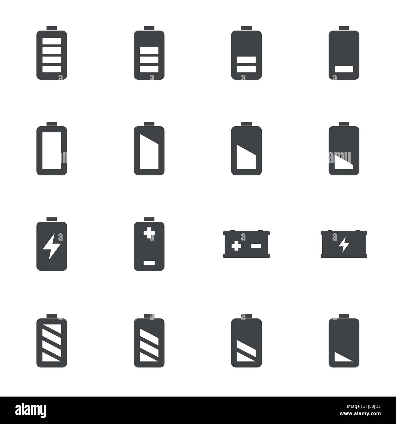 Vector black battery icons set on white background Stock Vector Image ...