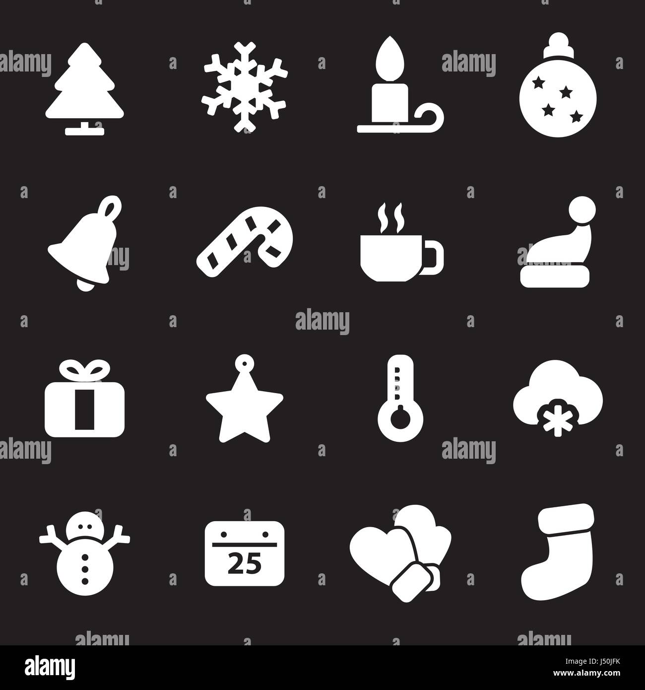 Vector white winter icons set on black background Stock Vector Image ...
