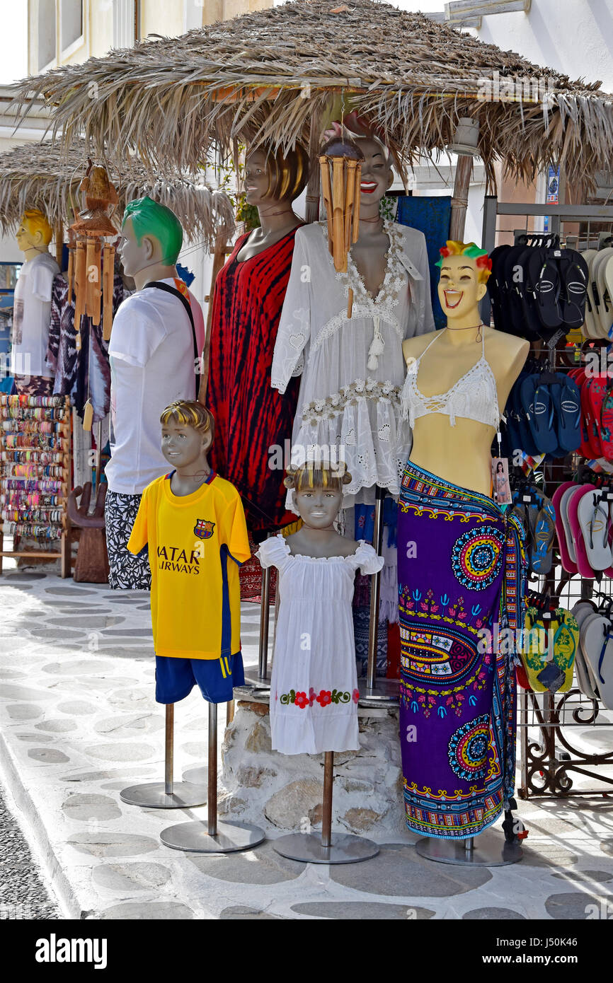 Souvenir and gift shop in Santorini Kamari Greece Stock Photo