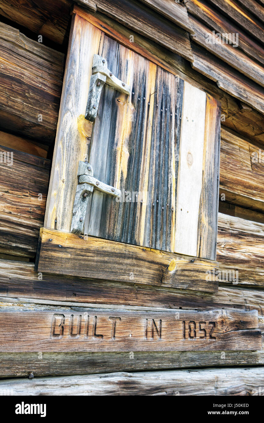 Alabama,Ozark,historic Claybank Church & Cemetery,log building,built 1852religion,carving,antique hinges,AL080519035 Stock Photo