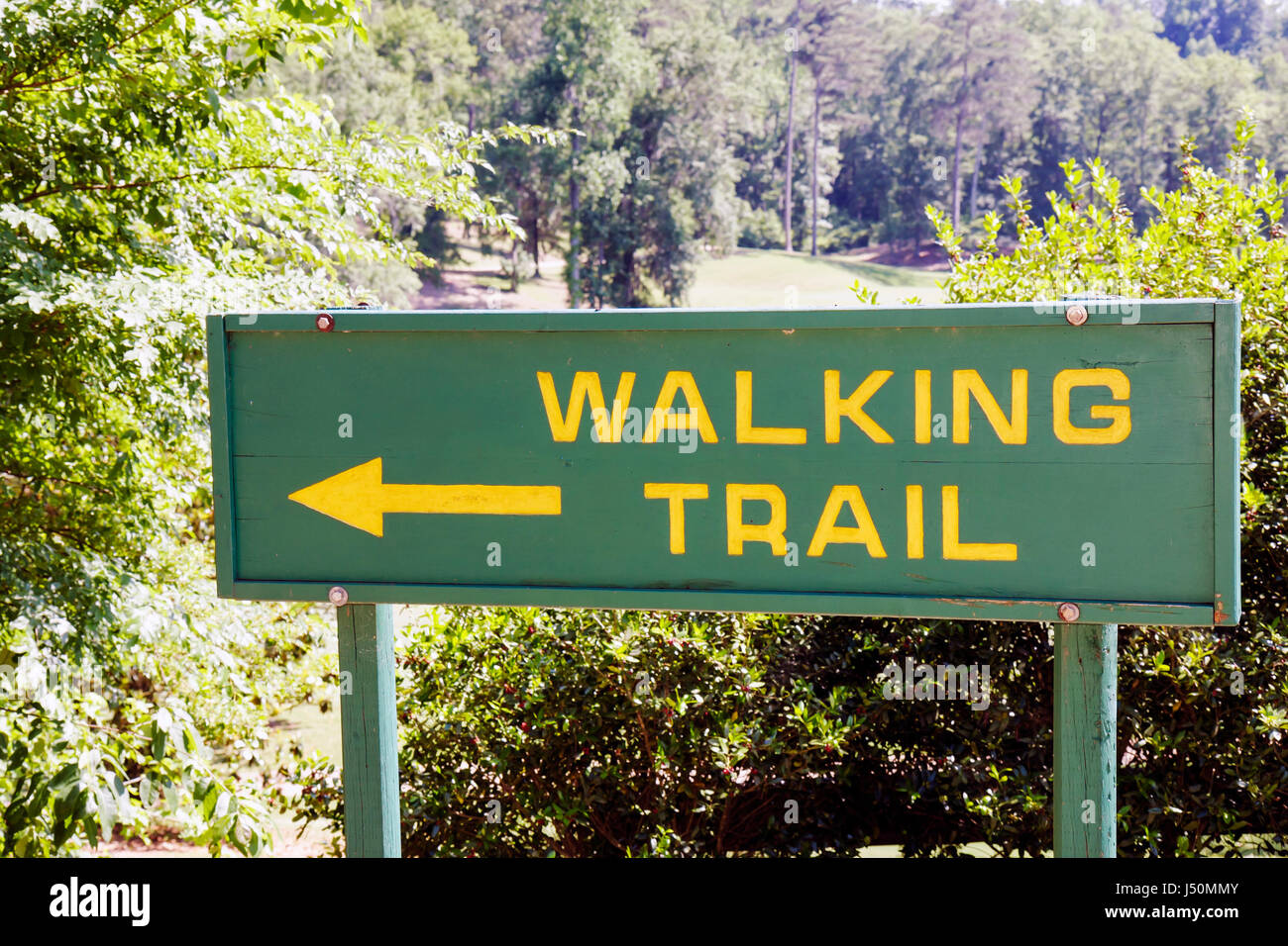 Alabama Greenville,Sherling Lake Park,sign,walking trail,arrow,direction,AL080521042 Stock Photo