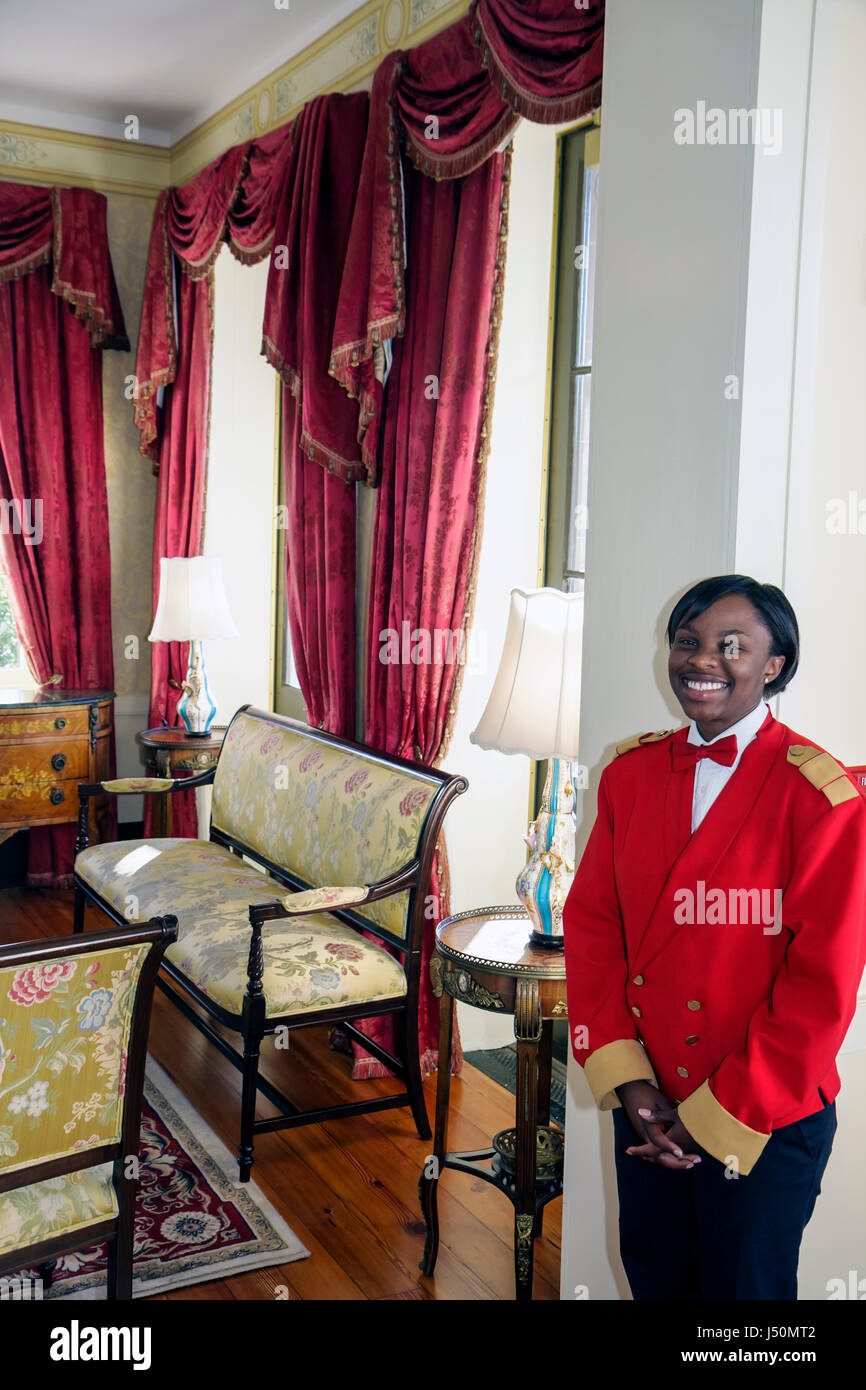 Alabama Dallas County,Selma,St. James,hotel hotels lodging inn motel motels,established 1837,lobby,Black Blacks African Africans ethnic minority,femal Stock Photo
