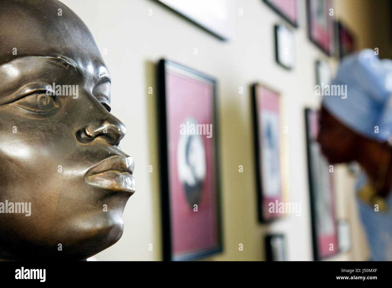 Alabama,Dallas County,Selma,National Voting Rights Museum & Institute,Civil Rights Movement,segregation,Black History,bust,face,exhibit exhibition col Stock Photo
