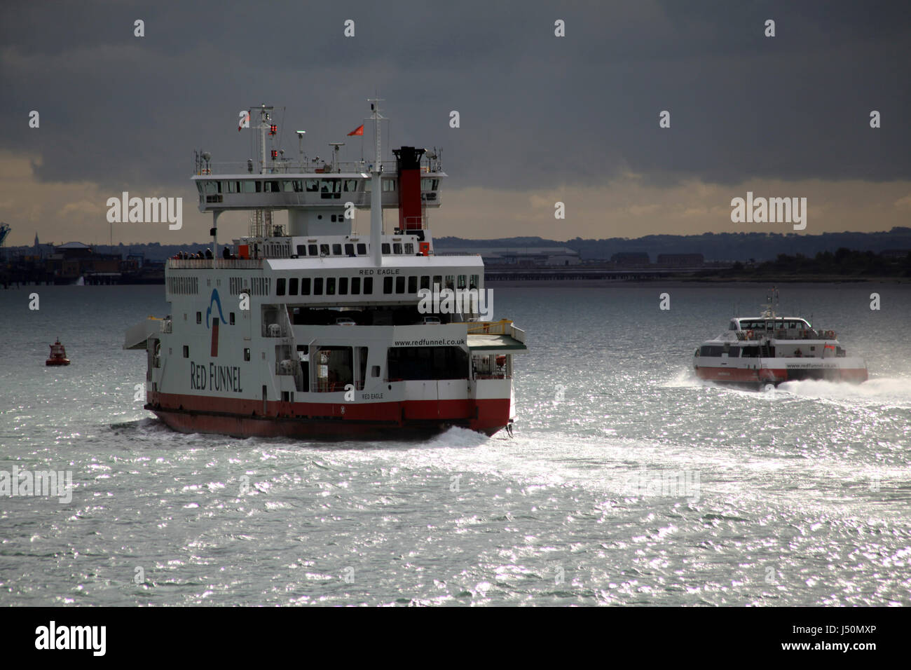 Red Funnel car ferry from Southampton or Portsmouth to the Isle of Wight Stock Photo Alamy