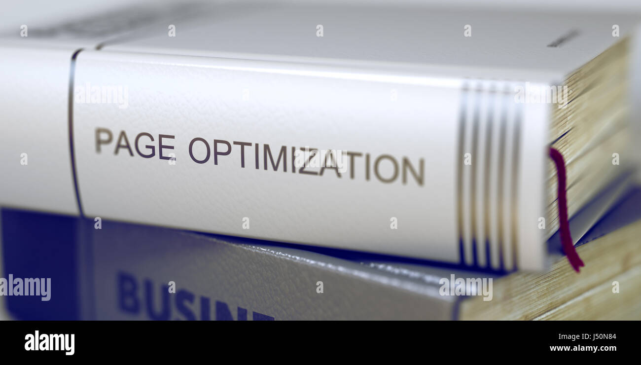 Book Title on the Spine - Page Optimization. 3D. Stock Photo