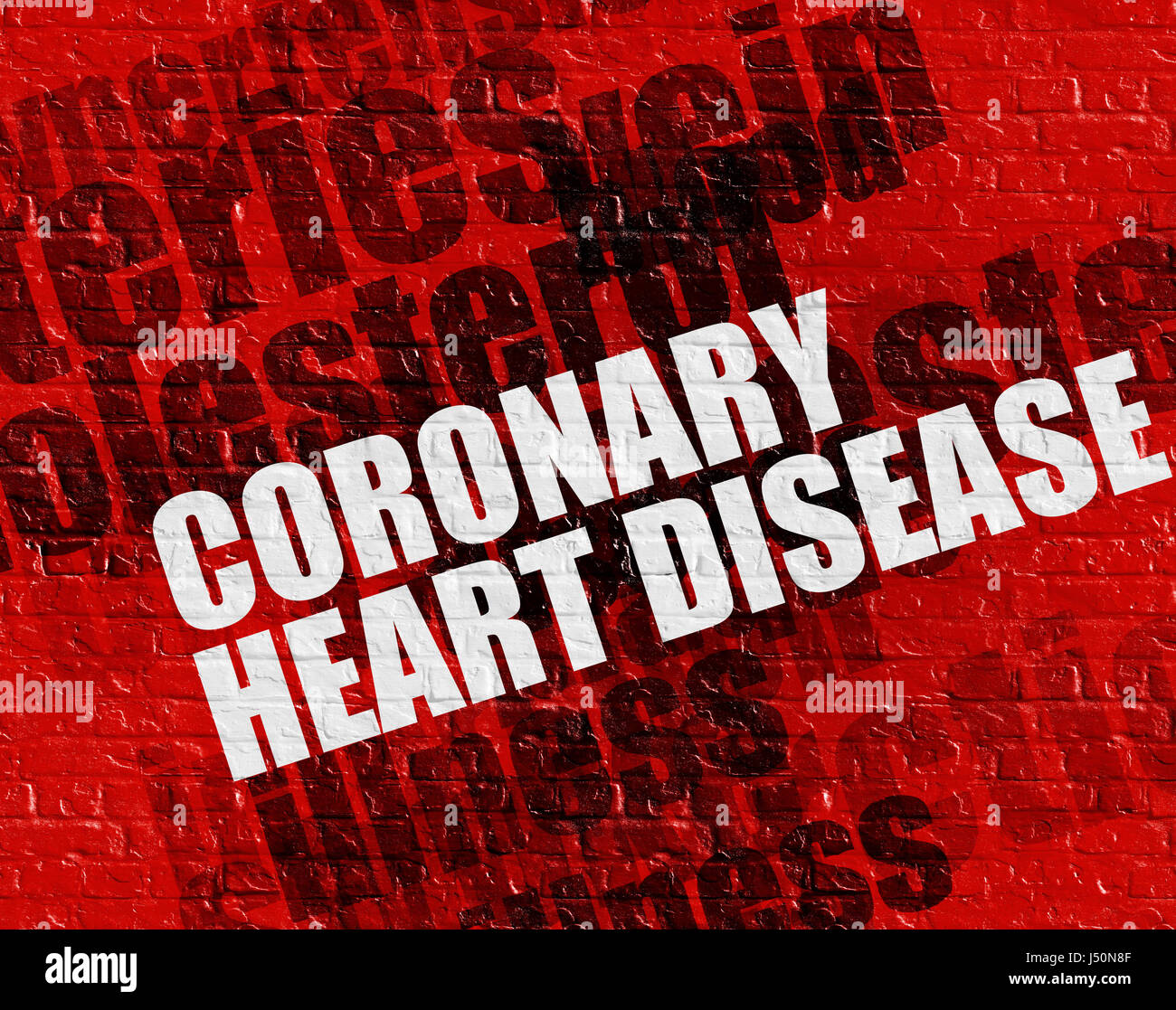 Modern medical concept: Coronary Heart Disease on Red Brickwall  Stock Photo