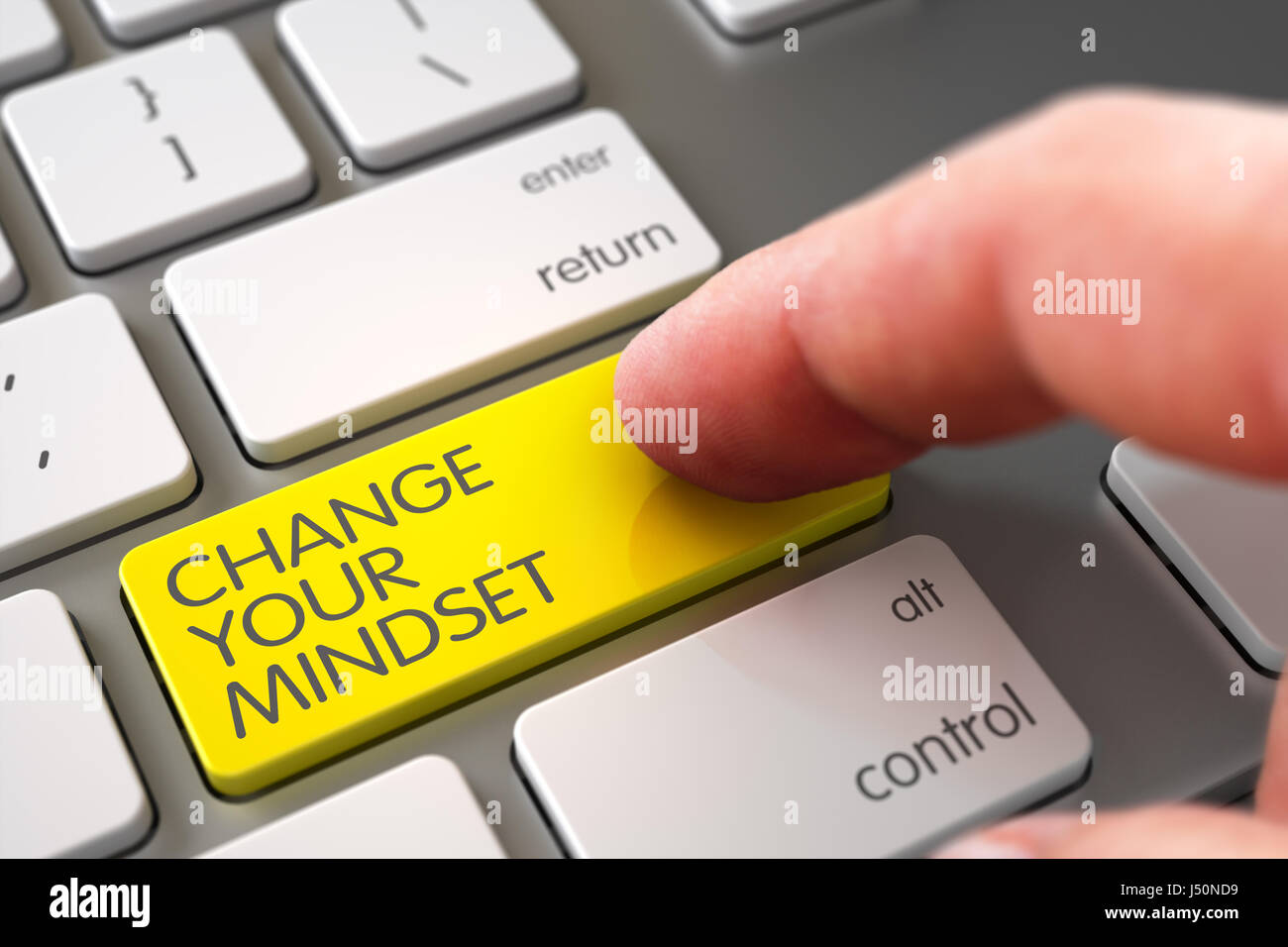 Change Your Mindset - Keyboard Key Concept. 3D. Stock Photo