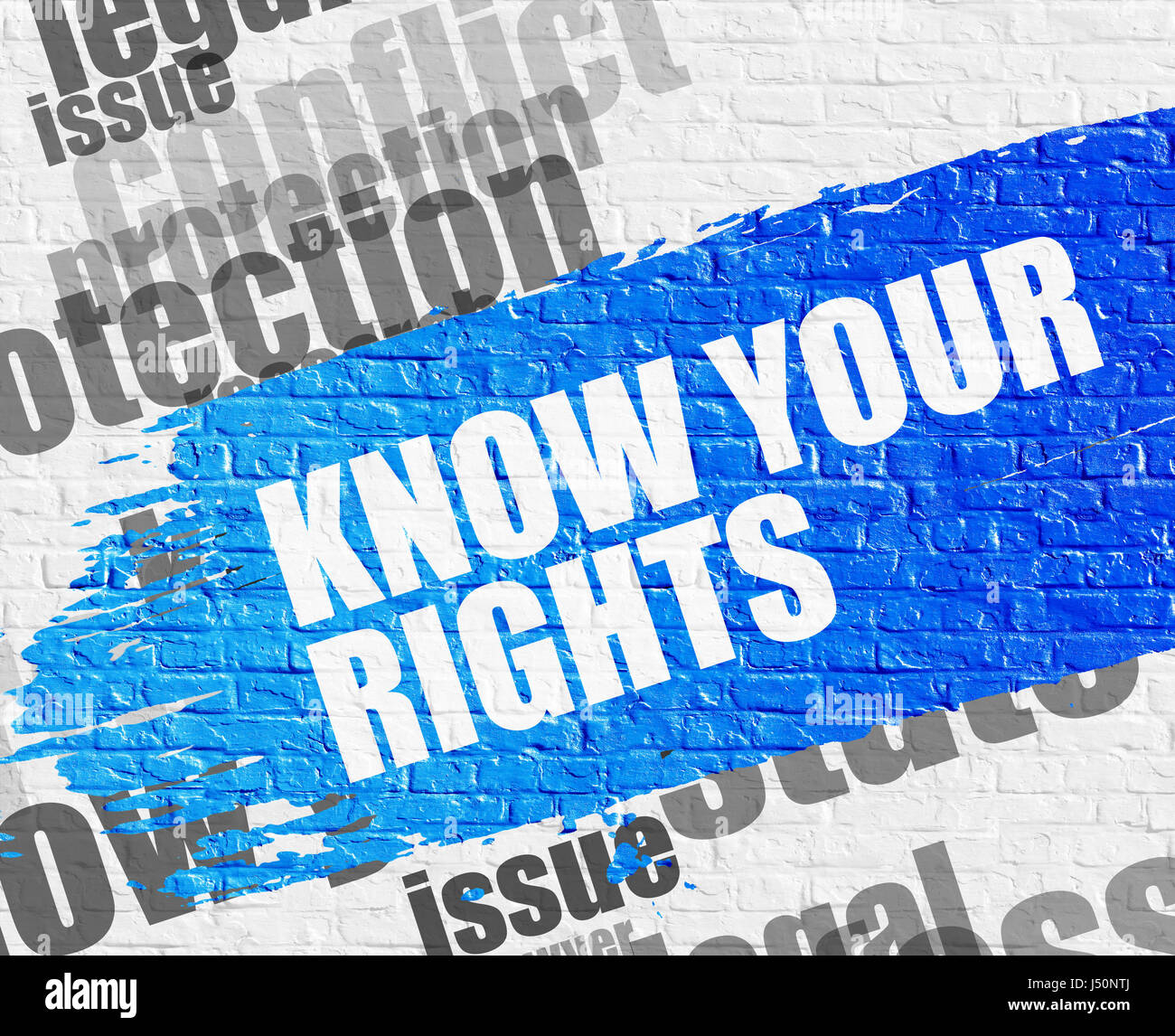 Know Your Rights on Brick Wall. Stock Photo