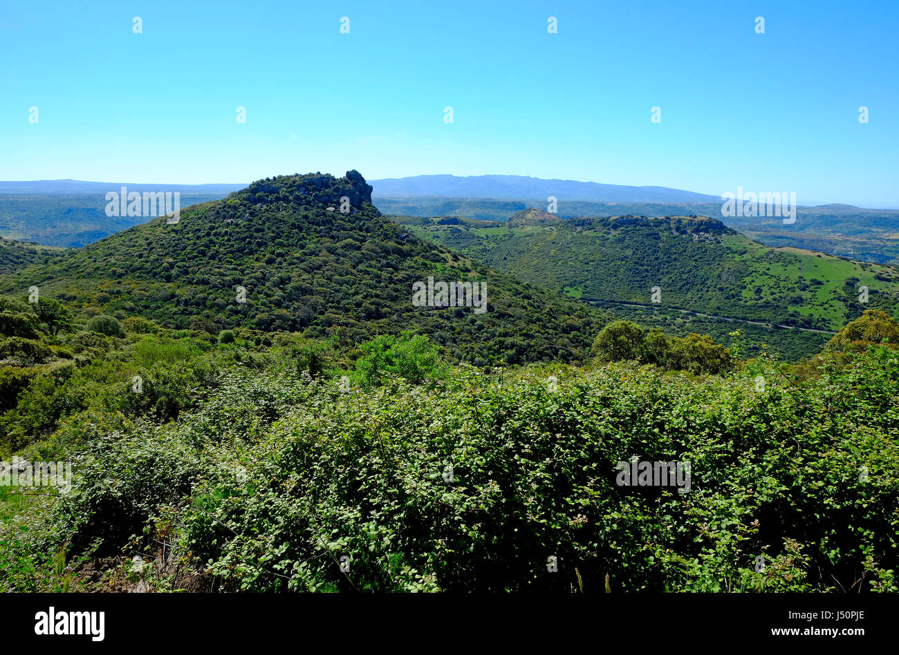 rugged mountain landscape, bosa, sardinia, italy Stock Photo