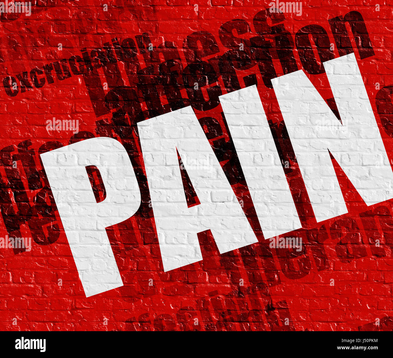 Medicine concept: Pain on Red Brickwall . Stock Photo
