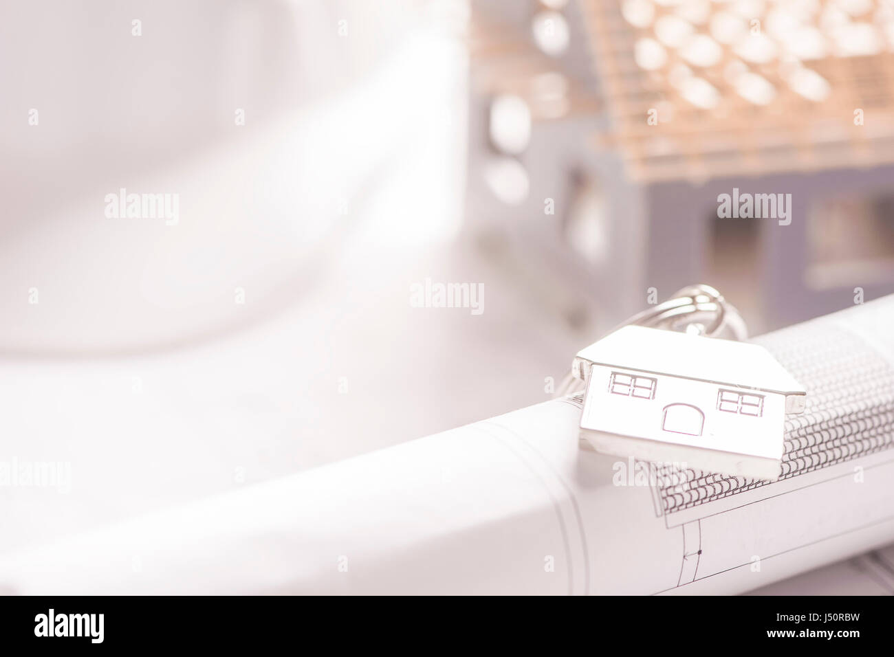 keys with house on background Stock Photo - Alamy